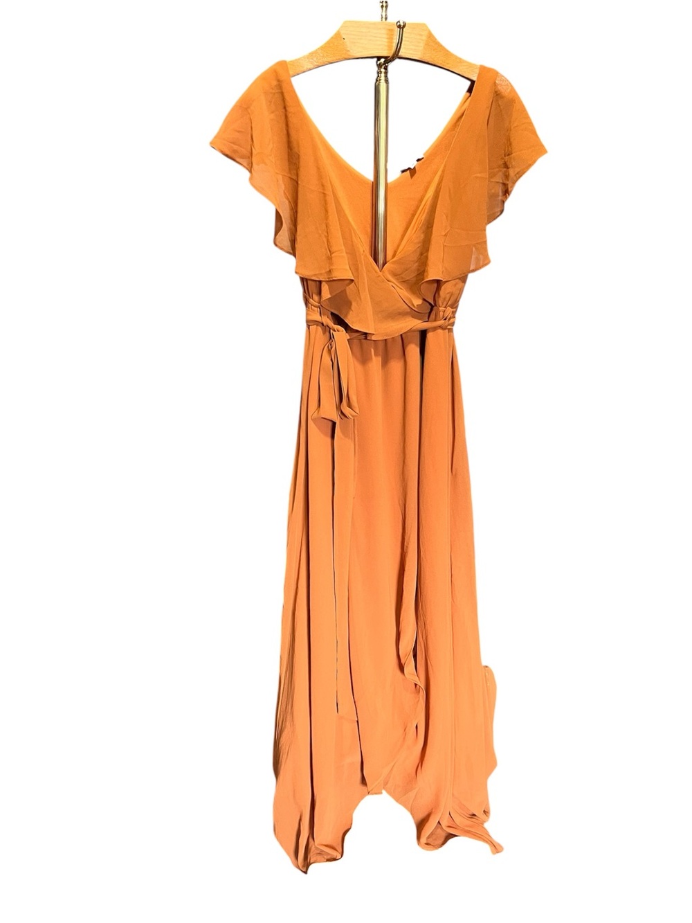 Baltic Born Katya Dress Ruffle V-Neck Maxi in Rust Orange XL - Picture 4 of 14